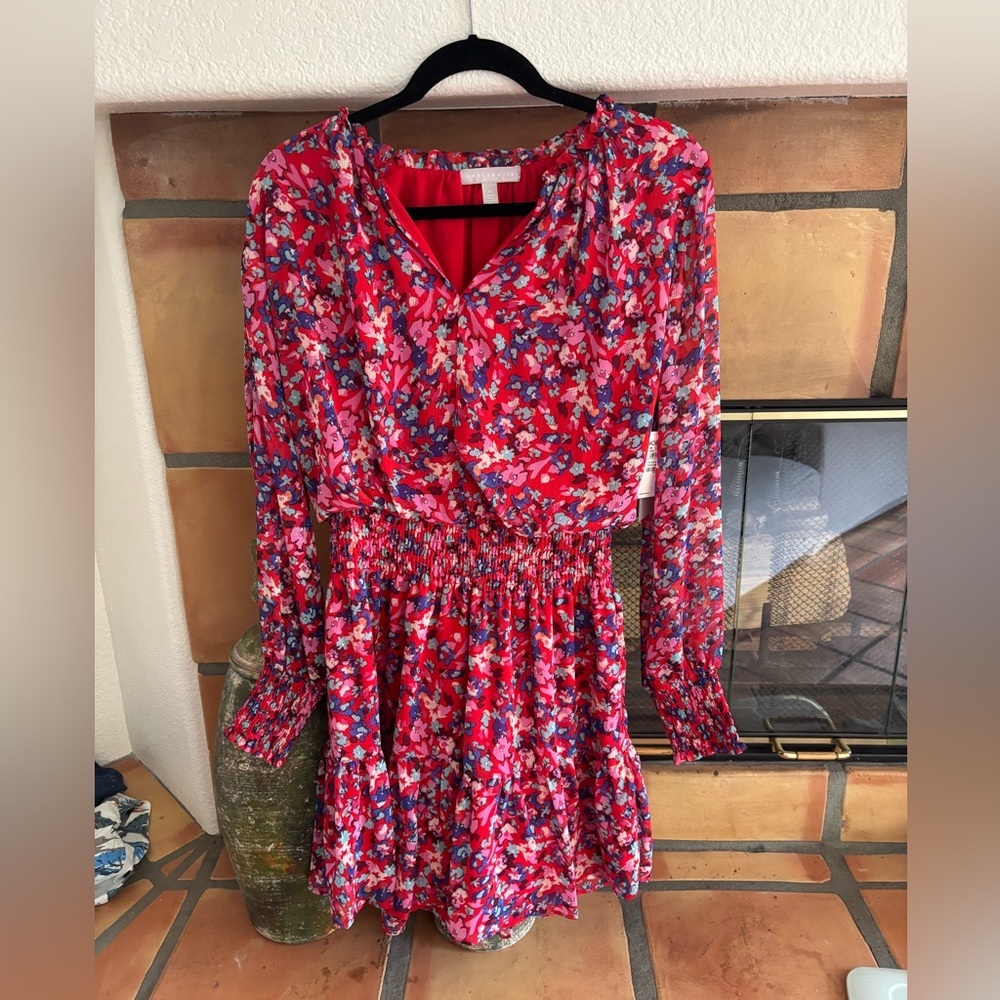 Chelsea 28 Nordstrom Pink Multi Floral Long Sleeve Dress NWT size M